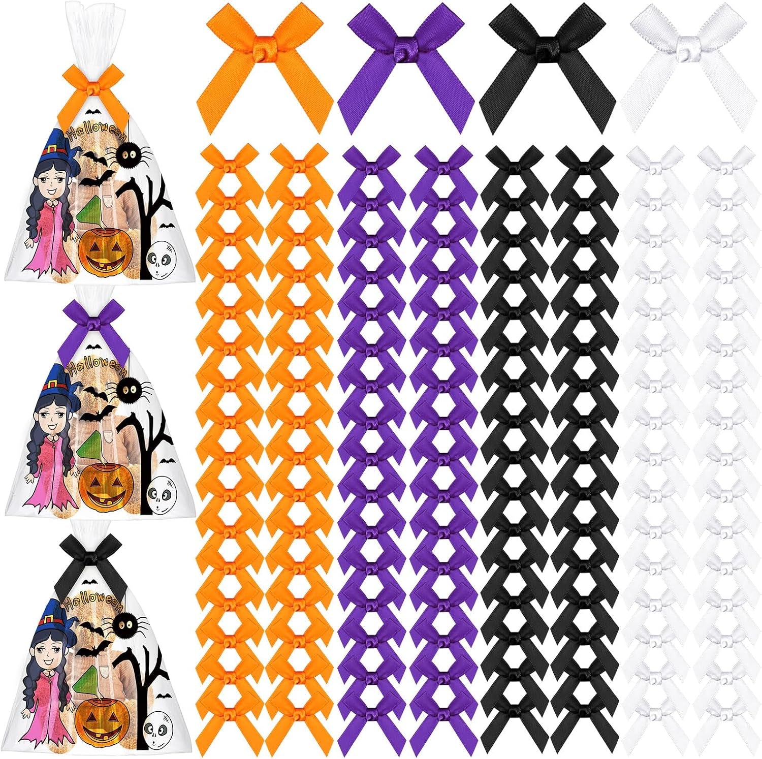 300 Pcs Halloween Mini Bows for Crafts, Cute Color