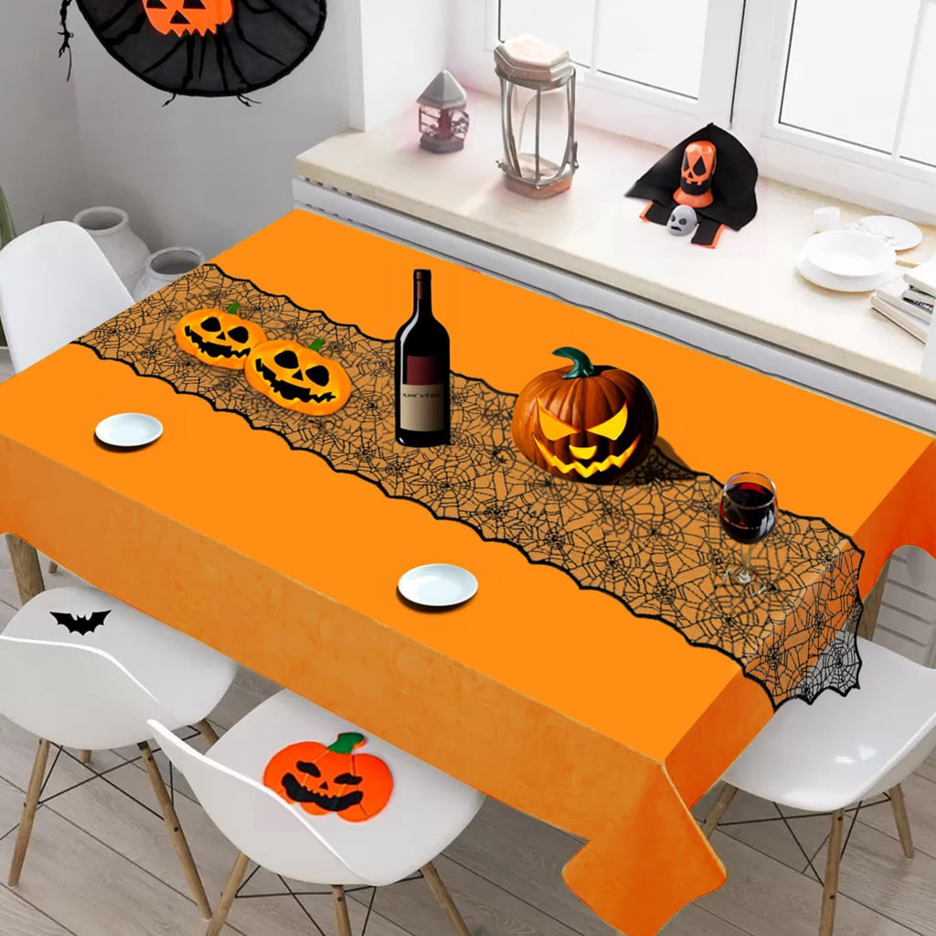 Halloween Decorations Table Runner - Black Lace Spider Web Table Runners for Halloween Table Decor, 18 X 72 Inch Halloweens Lace Table Runner for Halloweens Party Home Kitchen Dinner Decoration Indoor