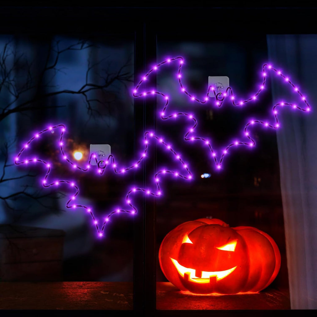 Halloween Window Lights, 2 Pack LED Waterproof Timer Indoor Decor