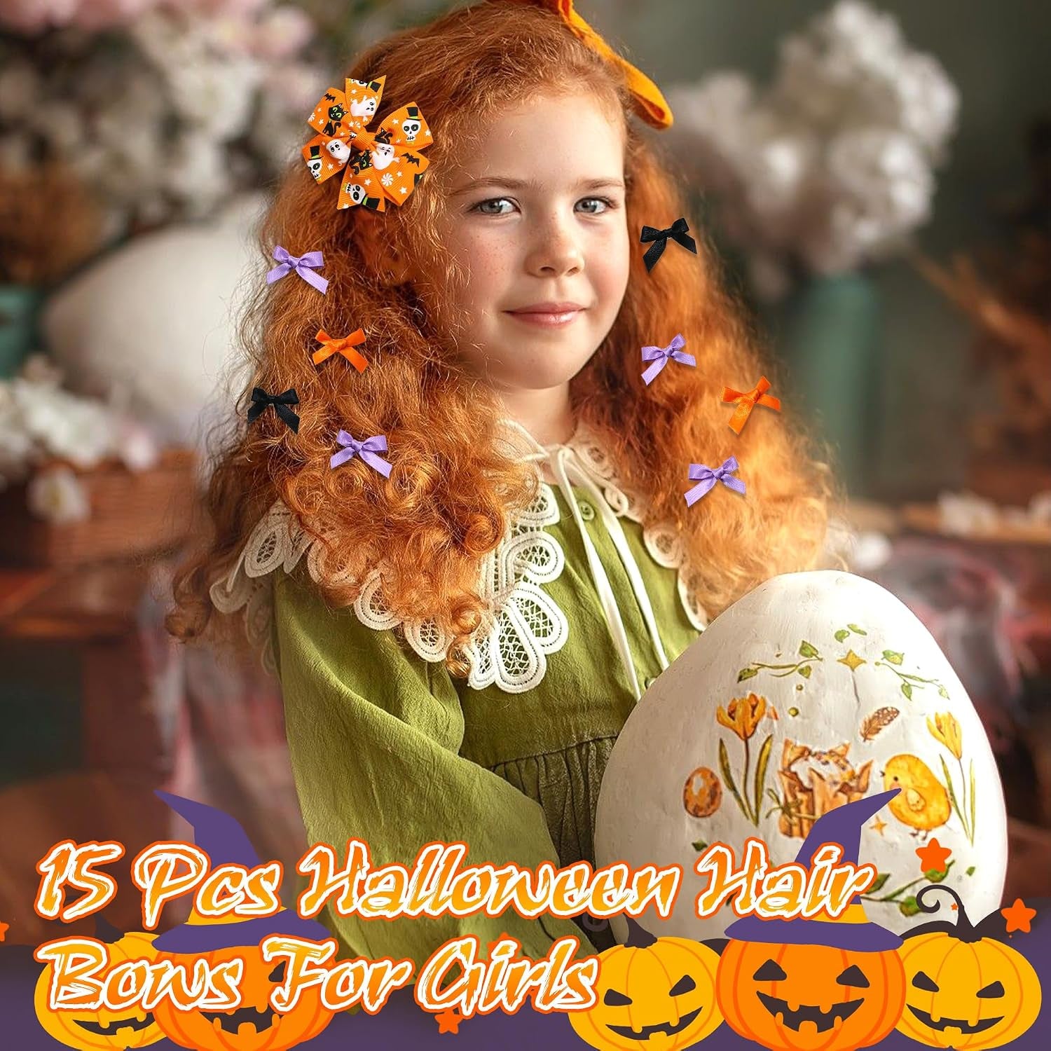 Easter Hair Bows Ghost Pumpkin Bat Bow Clips Black Orange Purple Girls Bows Barrette Ribbon Bow Hairpin Cute Hair Accessories for Teens Toddler Girls Gift Women Party Costume Decor