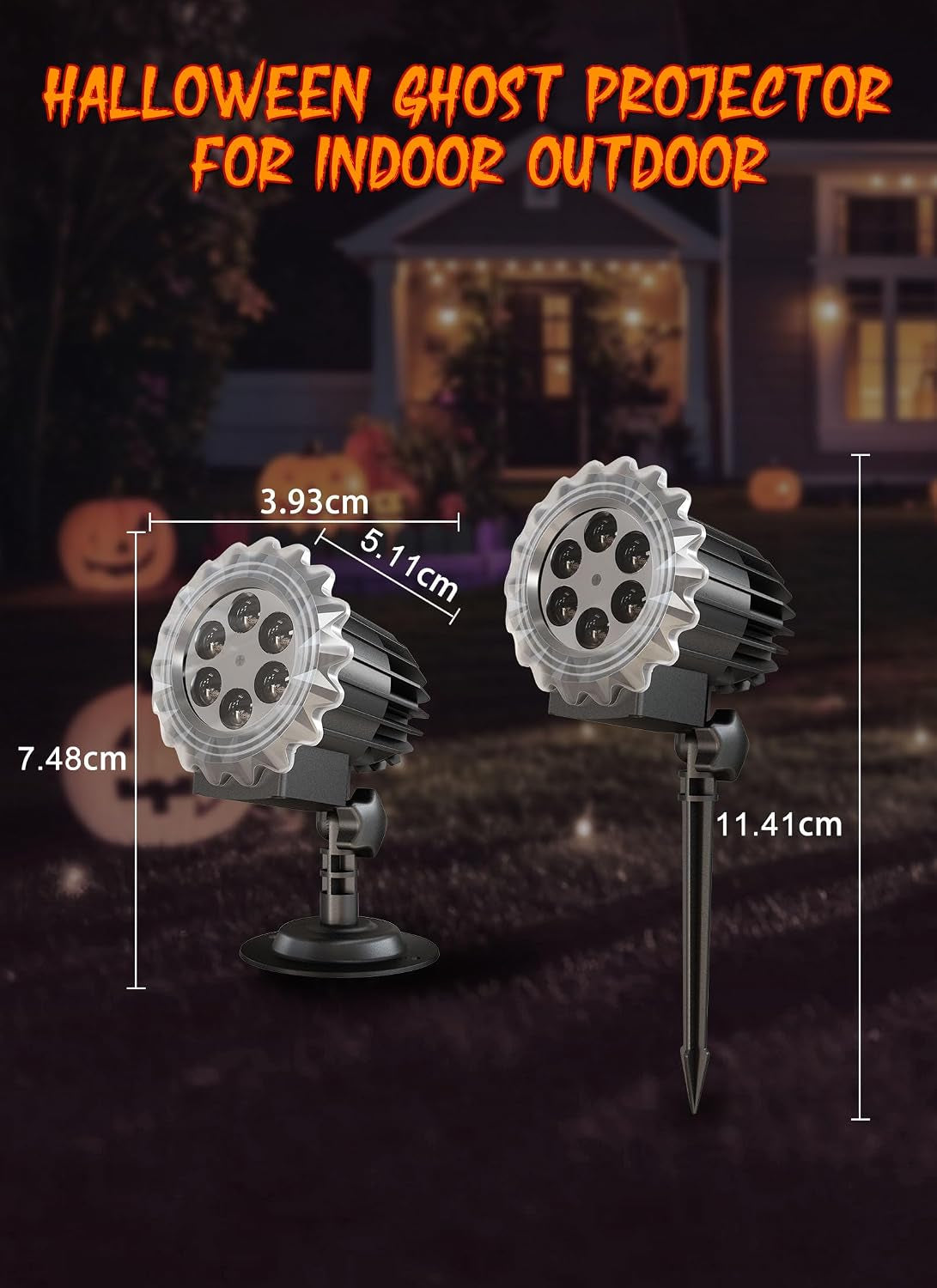 Halloween Projector Lights Outdoor, Rotating Ghost Projector Halloween, Waterproof Halloween Light Projector Landscape Lights for Outdoor Indoor, Yard, Patio, Garden, Party Decor