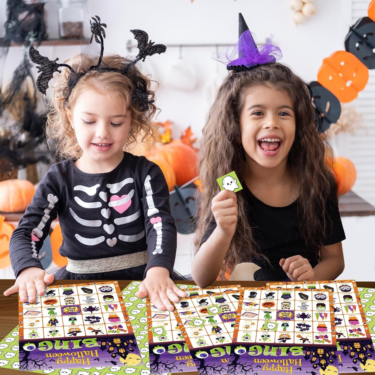 Halloween Games - Halloween Bingo for Kids | Halloween Party Favors - 24 Players Halloween Toys Gifts Party Supplies | Halloween Crafts Accessories Treats Activities for Family