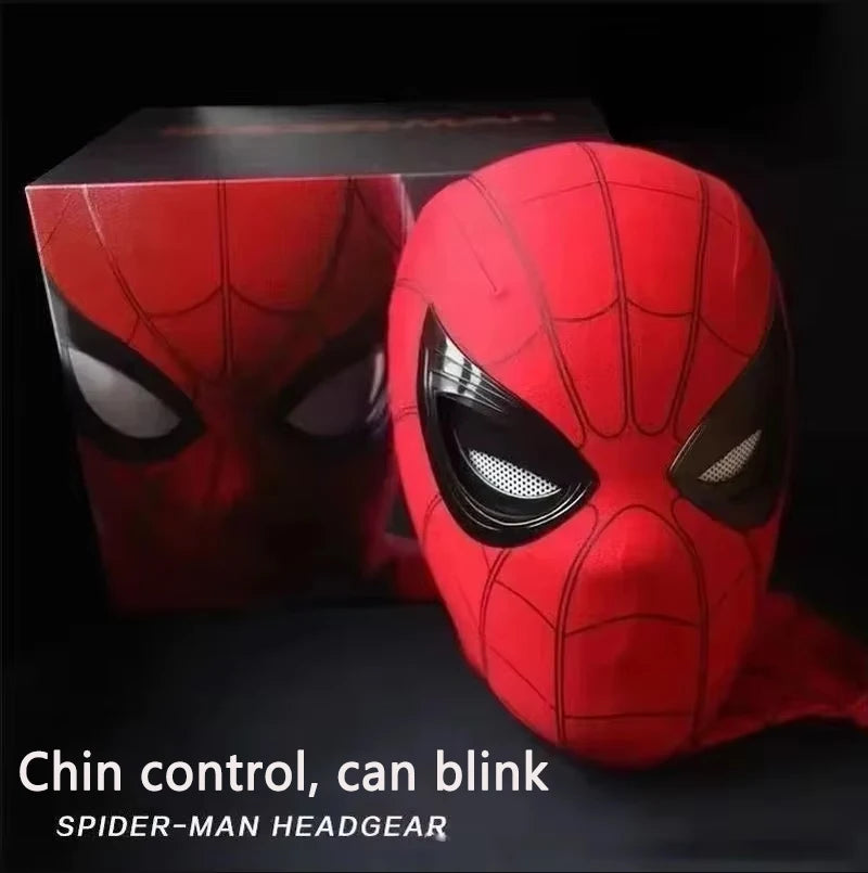 Cosplay mask front view in red and black with chin control