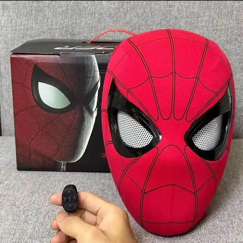 Spider-Man mask lifestyle view with web pattern and large eyes
