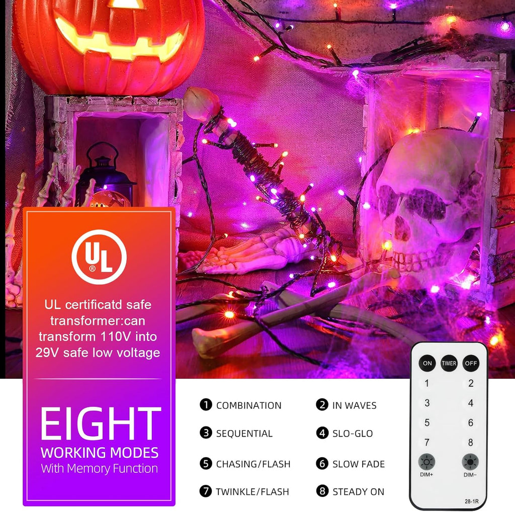 Orange Purple Halloween String Lights, Halloween Light