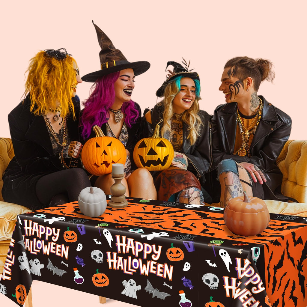 Halloween Decorations 2 Pack Plastic Tablecloth for Halloween Party Decorations