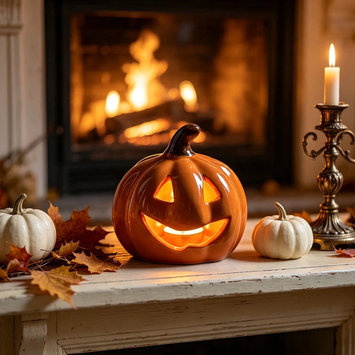 Dengmore 2026 Upgraded 8Inch Warm Light Pumpkin Lantern Scene Layout Halloween Decorations Light up Pumpkin 3D Fall Pumpkin Battery Operated Orange
