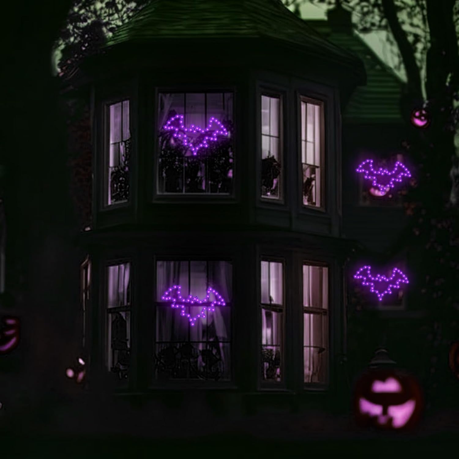Halloween Window Lights, 2 Pack LED Waterproof Timer Indoor Decor