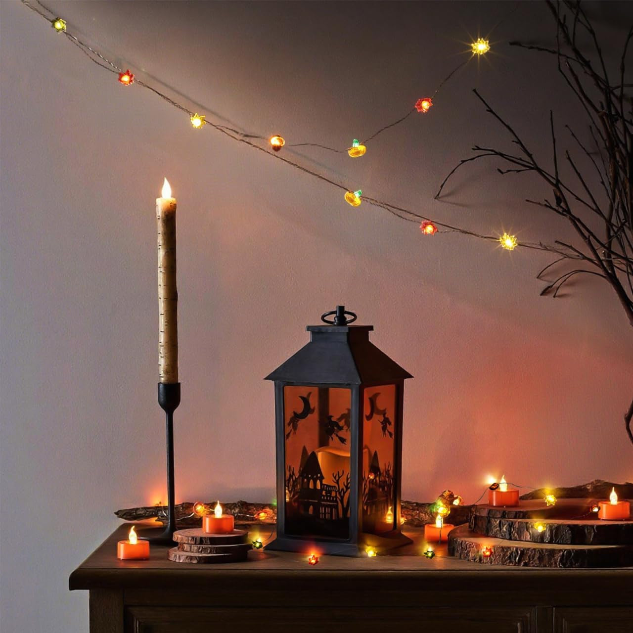 30 LED Thanksgiving String Lights: 3M/9.84Ft Pumpkin String Lights for Decor - Maple Leaf Harvest Decorations for Home Window Front Porch Decor Party Indoor Outdoor