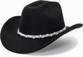 Glitter Silver Black Cowboy Hats Women Western Rhinestone Cowgirl Hat