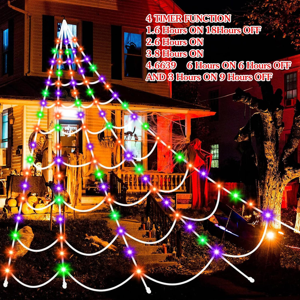 Halloween Decorations Outdoor Spider Webs: 17.4Ft Light up Spider Web Decor