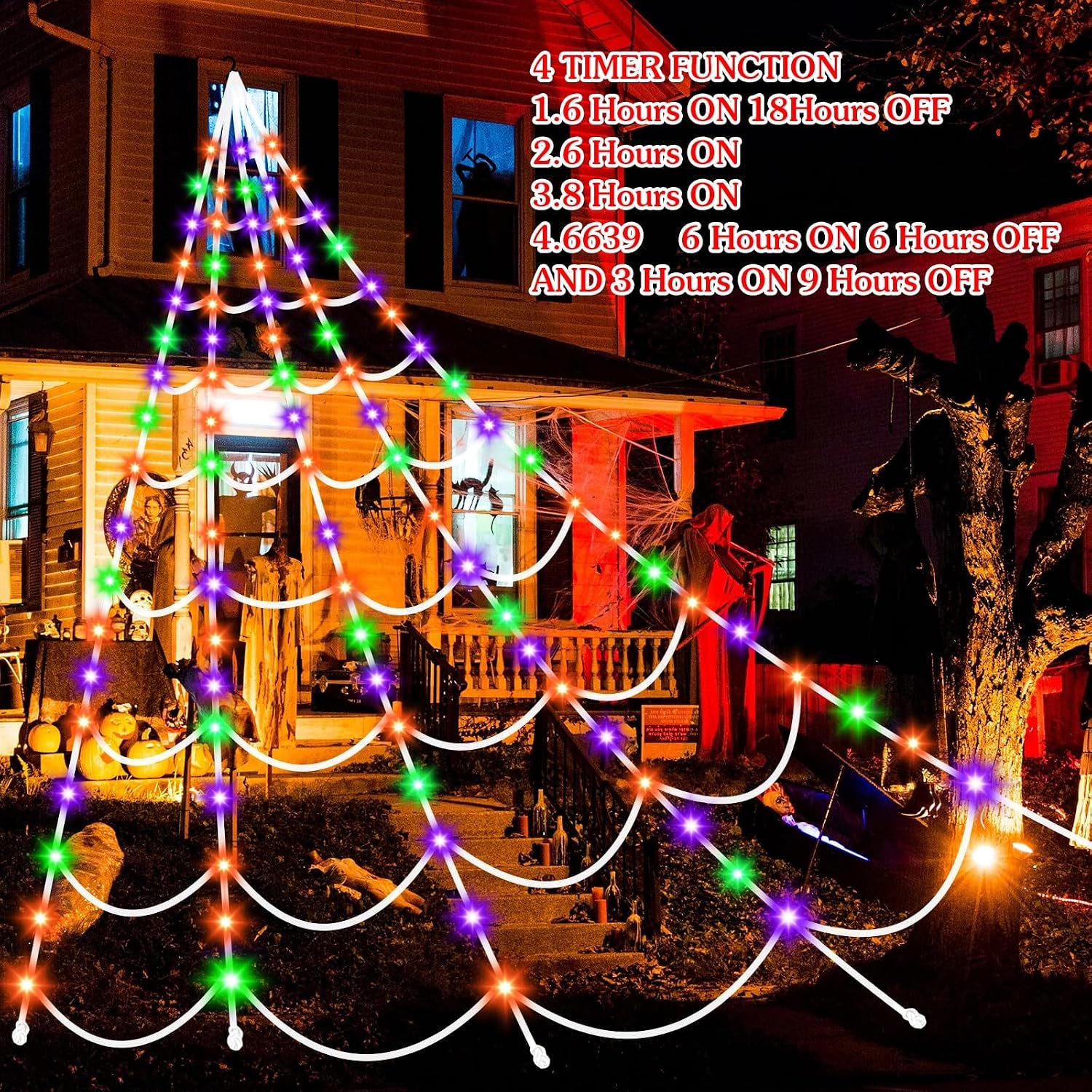 Halloween Decorations Outdoor Spider Webs: 17.4Ft Light up Spider Web Decor