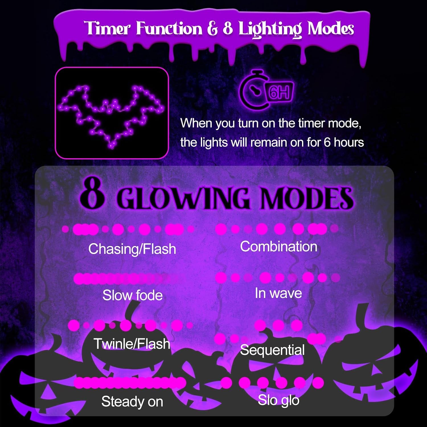 Halloween Window Lights, 2 Pack LED Waterproof Timer Indoor Decor