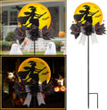 Solar Witch Halloween Stake 35In Iron Black Rose LED Garden Light