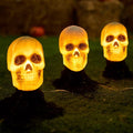 Joyfy 3 Pack Halloween Light up Skeleton Decorations Outdoor,Halloween Graveyard Spooky Skull Stakes Pathway Lights for Halloween Props Yard Decor