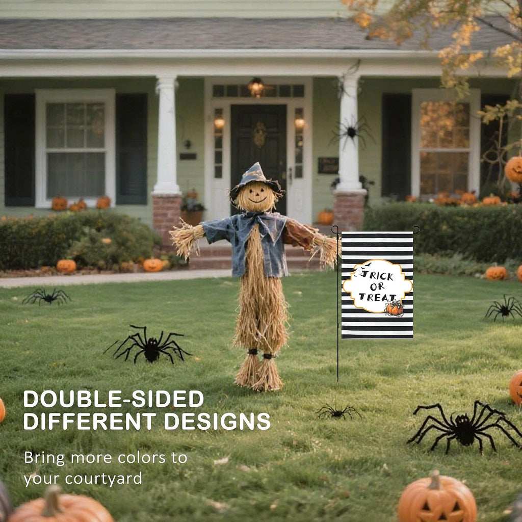 Halloween Pumpkin Ghost Garden Flag -12X18" Spooky Seasonal Holiday Flag