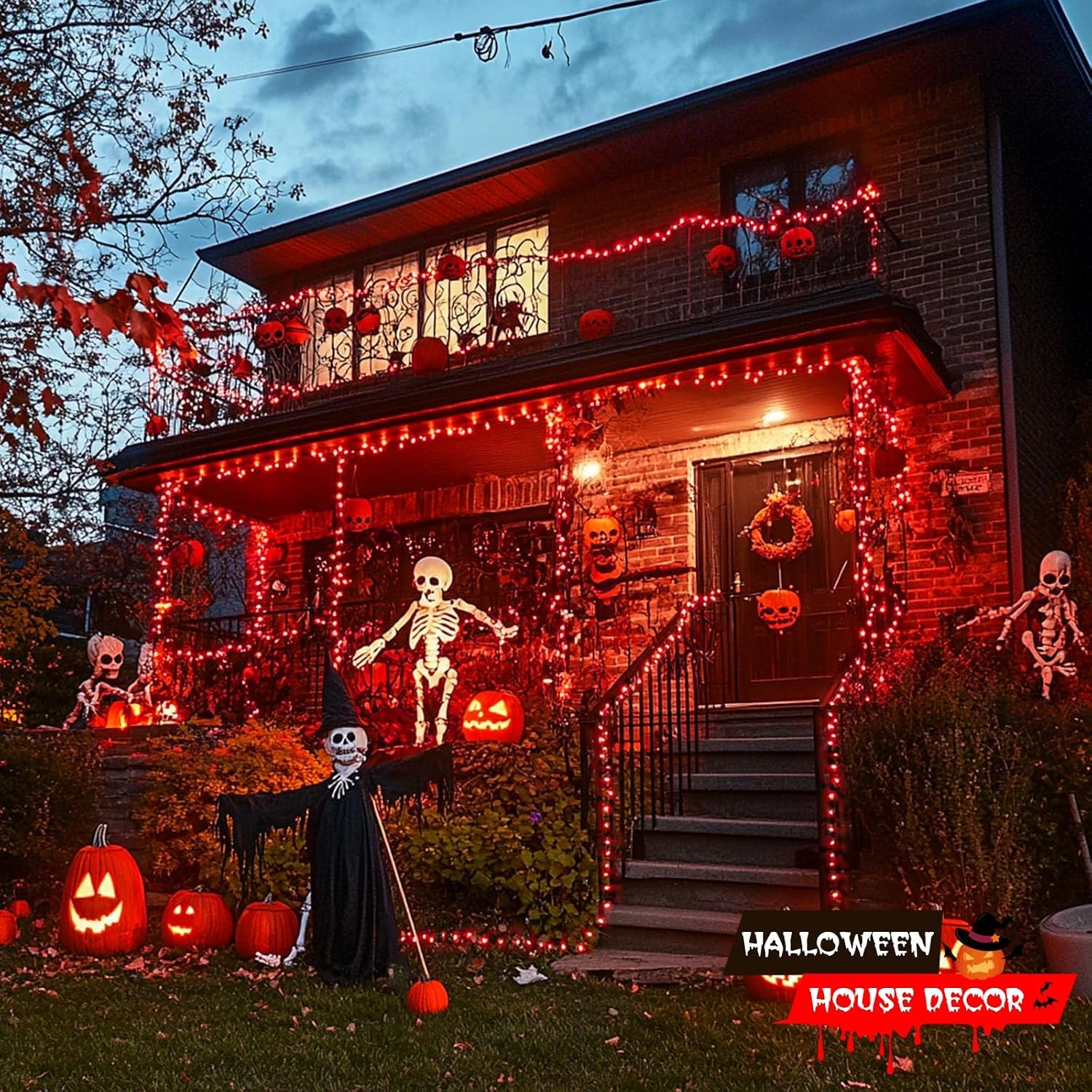 500 LED Halloween Lights Outdoor, Red Christmas String Lights