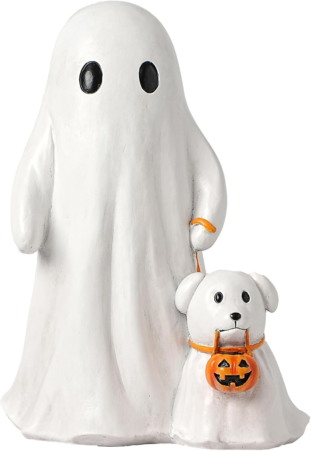 Halloween Ghost Walking Dog Statue, Cute White Ghosts Figurines