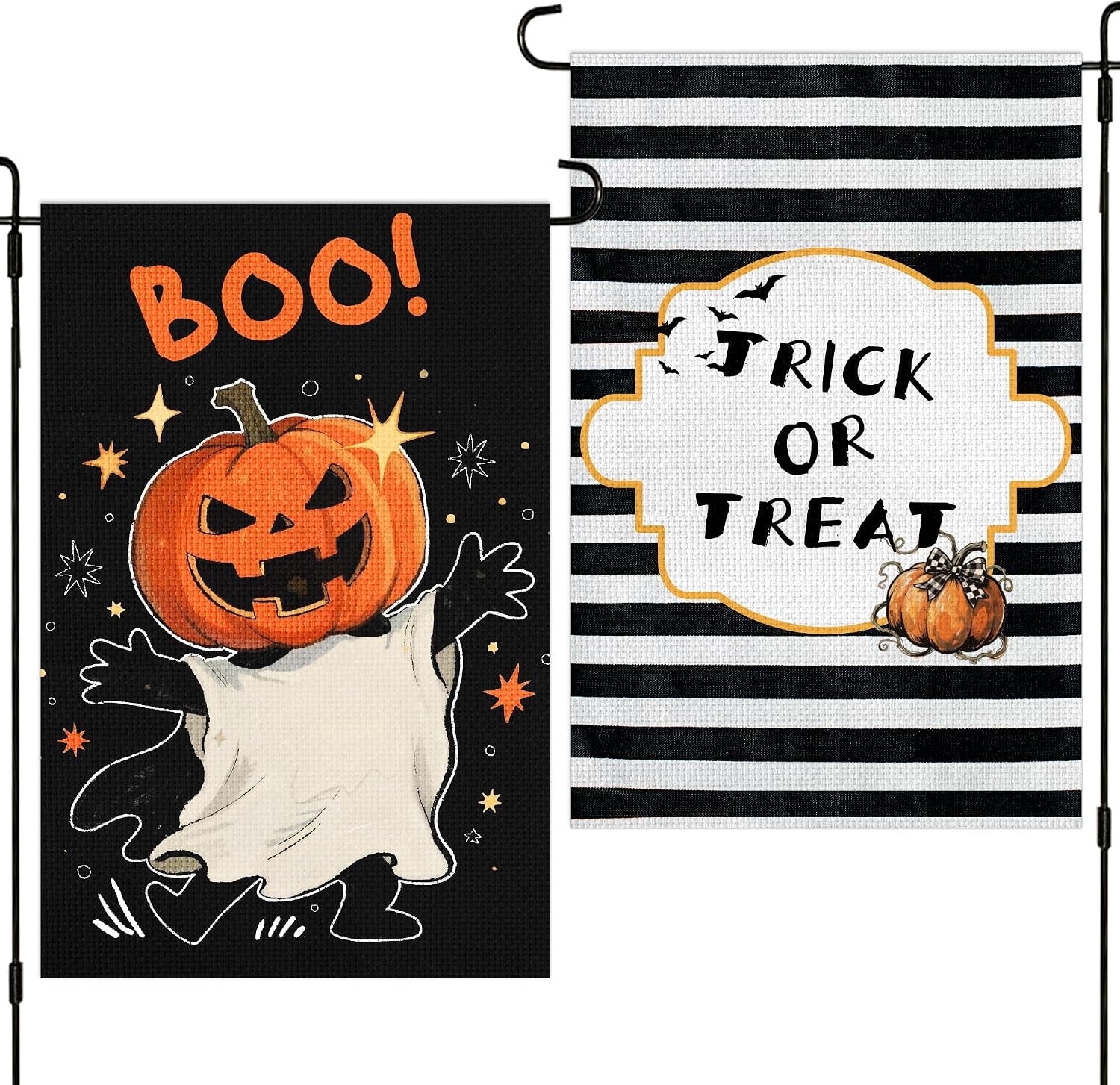Halloween Pumpkin Ghost Garden Flag -12X18" Spooky Seasonal Holiday Flag