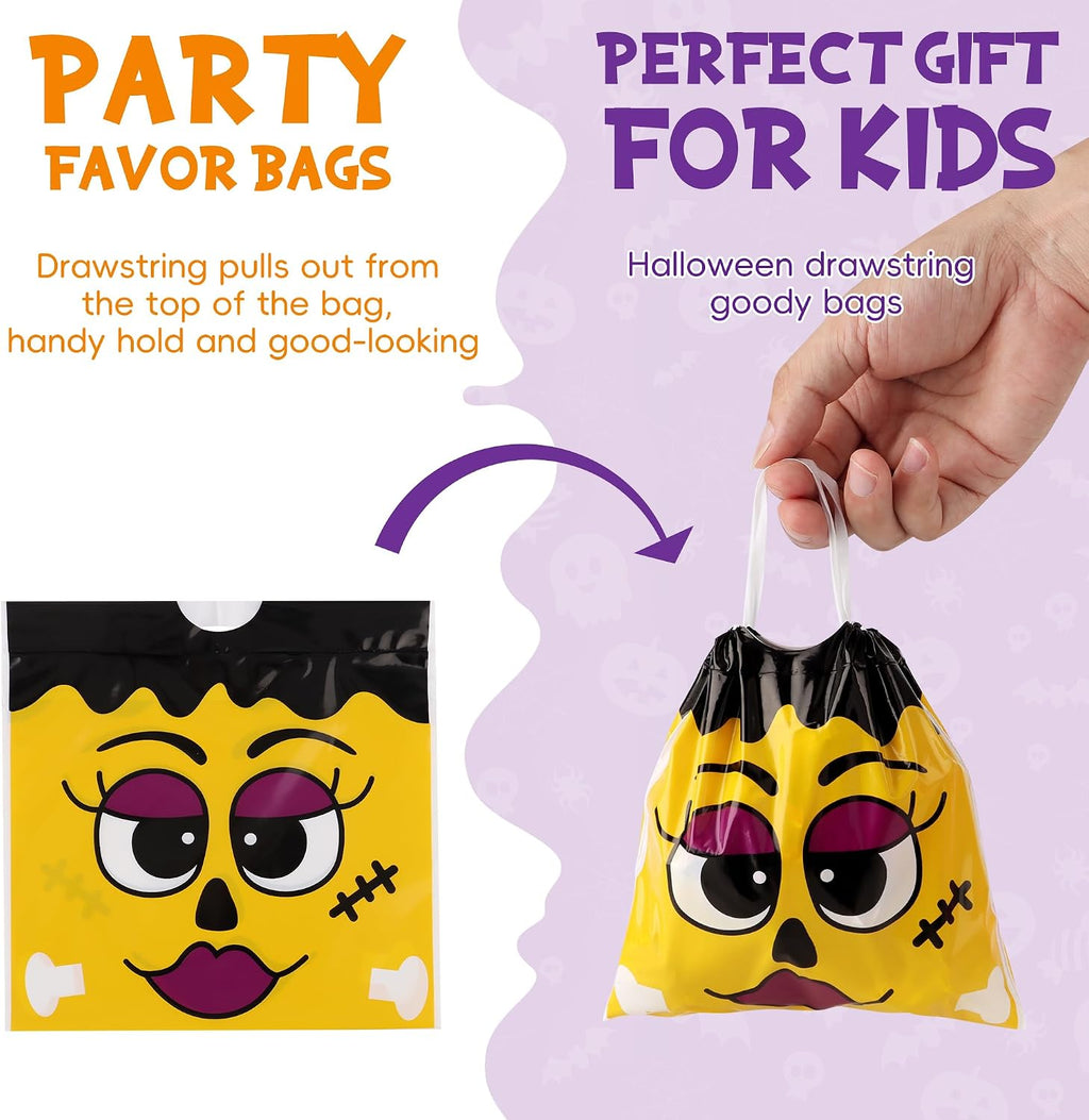 Halloween Drawstring Goodie Bags Bulk, 96 Pcs Mini 6X6 Inch