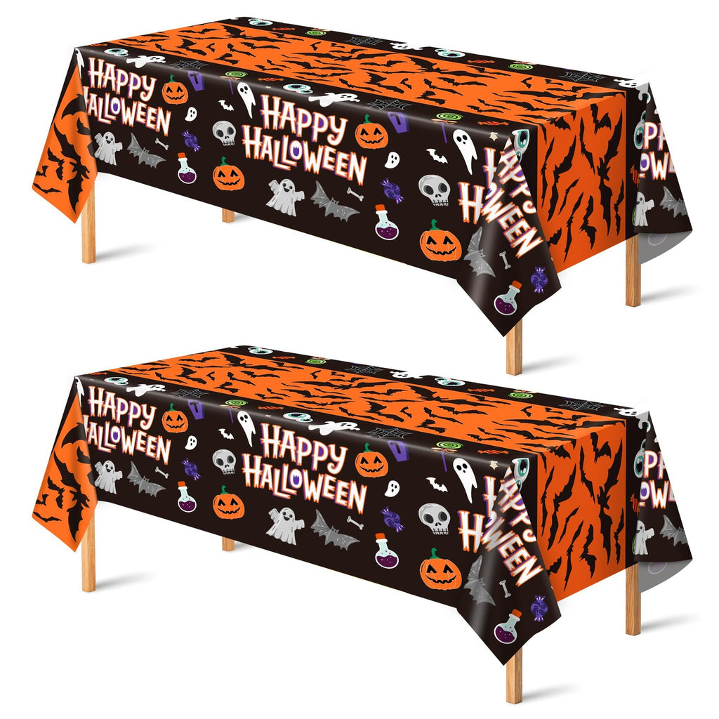 Halloween Decorations 2 Pack Plastic Tablecloth for Halloween Party Decorations