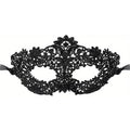Black lace masquerade mask detail with floral pattern and eye cutouts