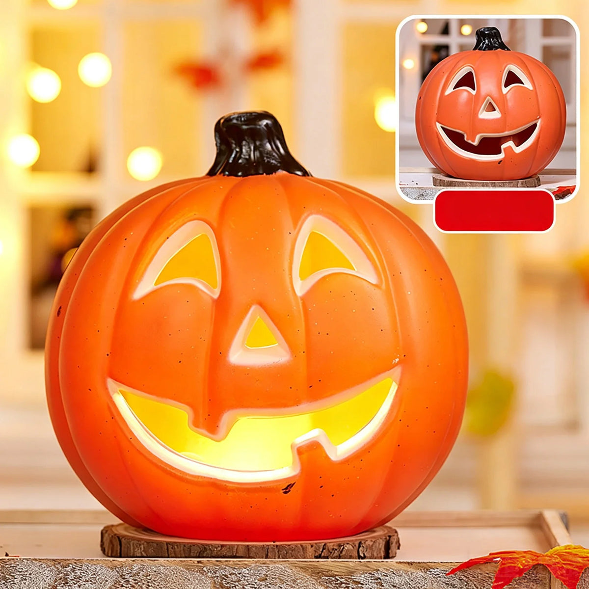 Dengmore 2026 Upgraded 8Inch Warm Light Pumpkin Lantern Scene Layout Halloween Decorations Light up Pumpkin 3D Fall Pumpkin Battery Operated Orange