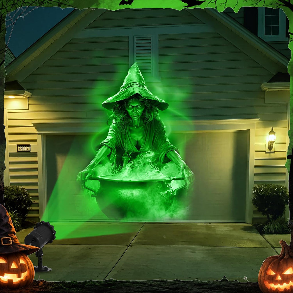 Halloween Projector Outdoor Light Decoration, Witch and Cauldron