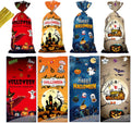 50 PCS Halloween Cellophane Treat Bags - Cookies Goodie Gift Snacks Bags with Twist Ties for Trick or Treat Party Favors