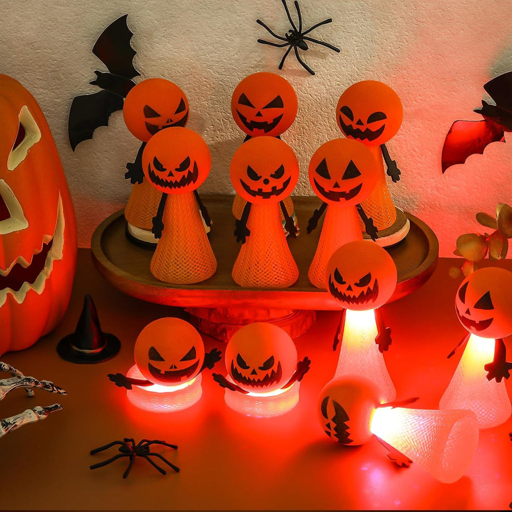 24PCS Halloween Light up Jumping Popper Pumpkin Spring Launchers with Flashing LED Halloween Party Favors for Halloween Bouncy Novelty for Goodie Bag Fillers