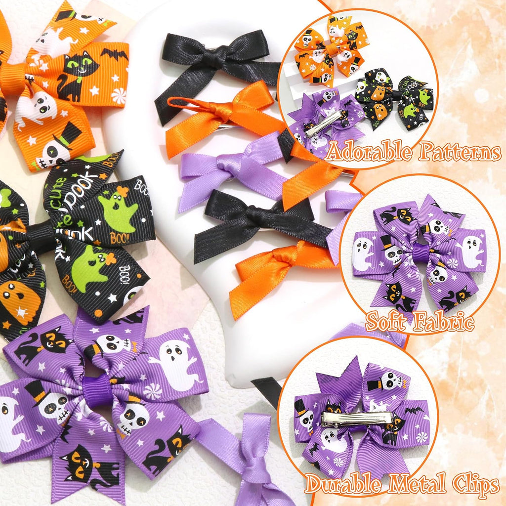 Easter Hair Bows Ghost Pumpkin Bat Bow Clips Black Orange Purple Girls Bows Barrette Ribbon Bow Hairpin Cute Hair Accessories for Teens Toddler Girls Gift Women Party Costume Decor