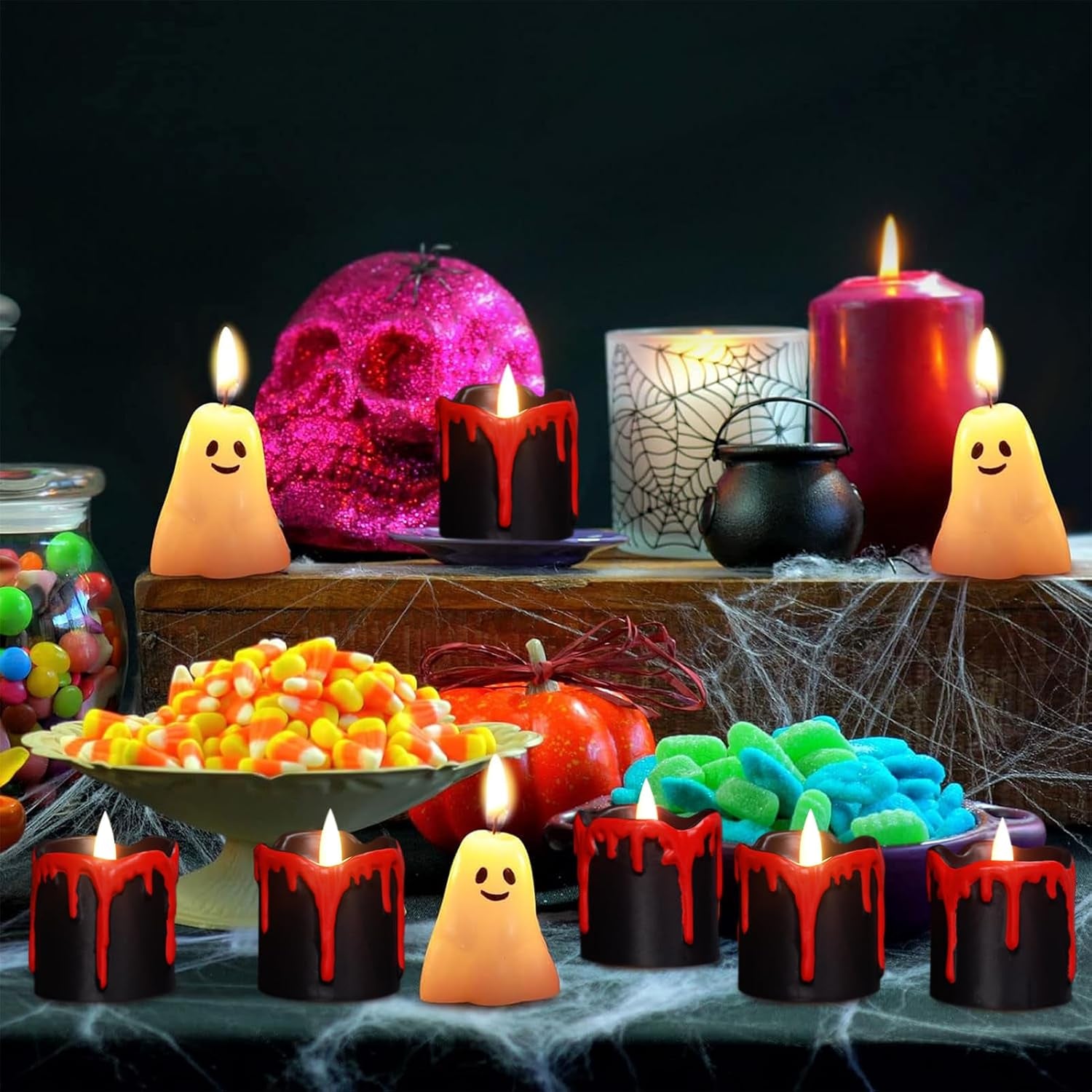 Black Flameless Votive Candles Battery Operated with 6 Hour Timer