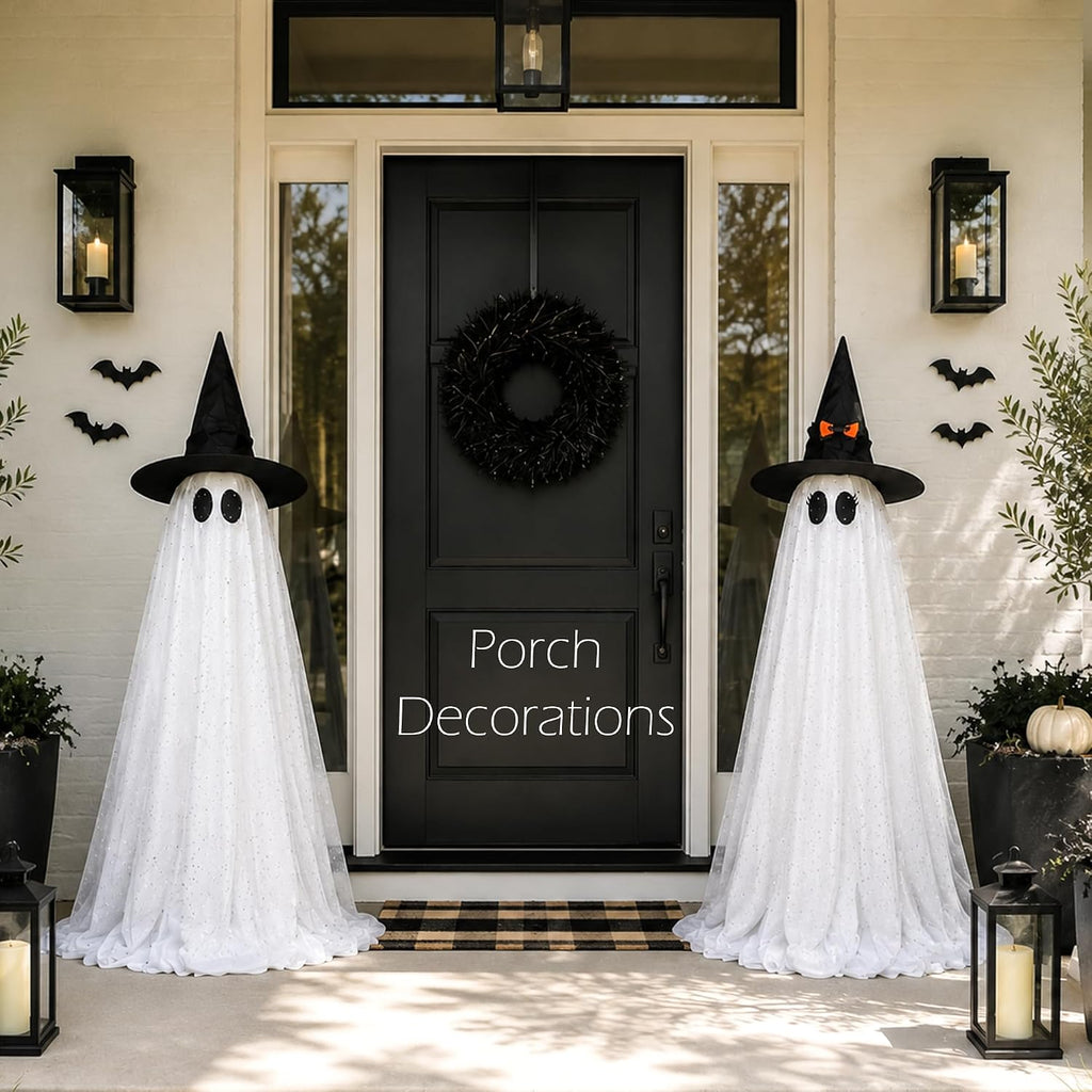 2Packs Halloween Decorations Outdoor,Halloweens Party Decoration Indoor,Spooky Ghost with Remote Control String Lights,Halloween-Ghost Lights for Porches Yards Gardens Lawn