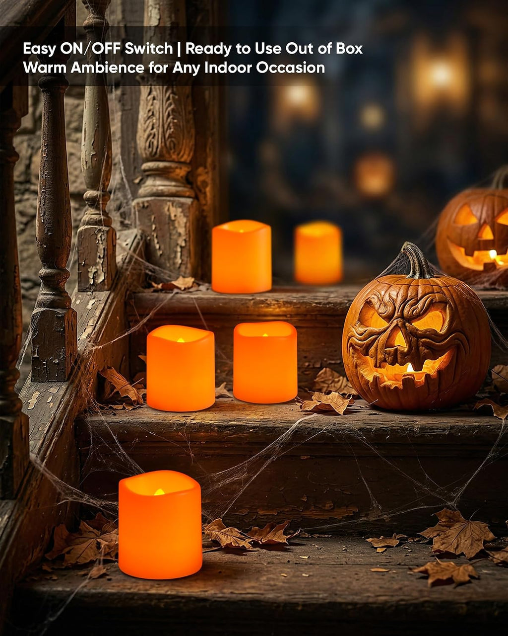 24 Pack Orange Flameless Flickering LED Votive Tealights Candles