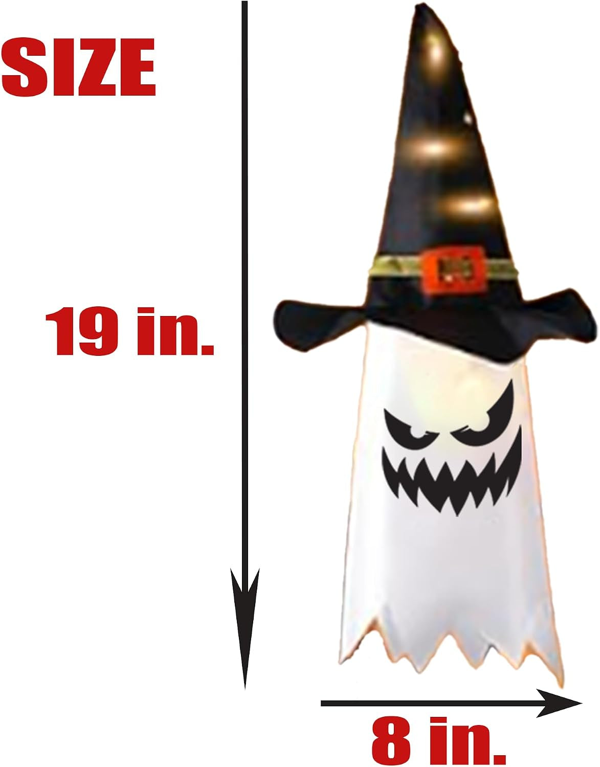 Halloween Light-Up Ghost Set of 3, Scary Face on Ghosts, Indoor & Outdoor Spooky Decor, Uses 3 Double a Batteries for Longer Lasting Lights, Hanging Decoration for Holiday and Parties, by