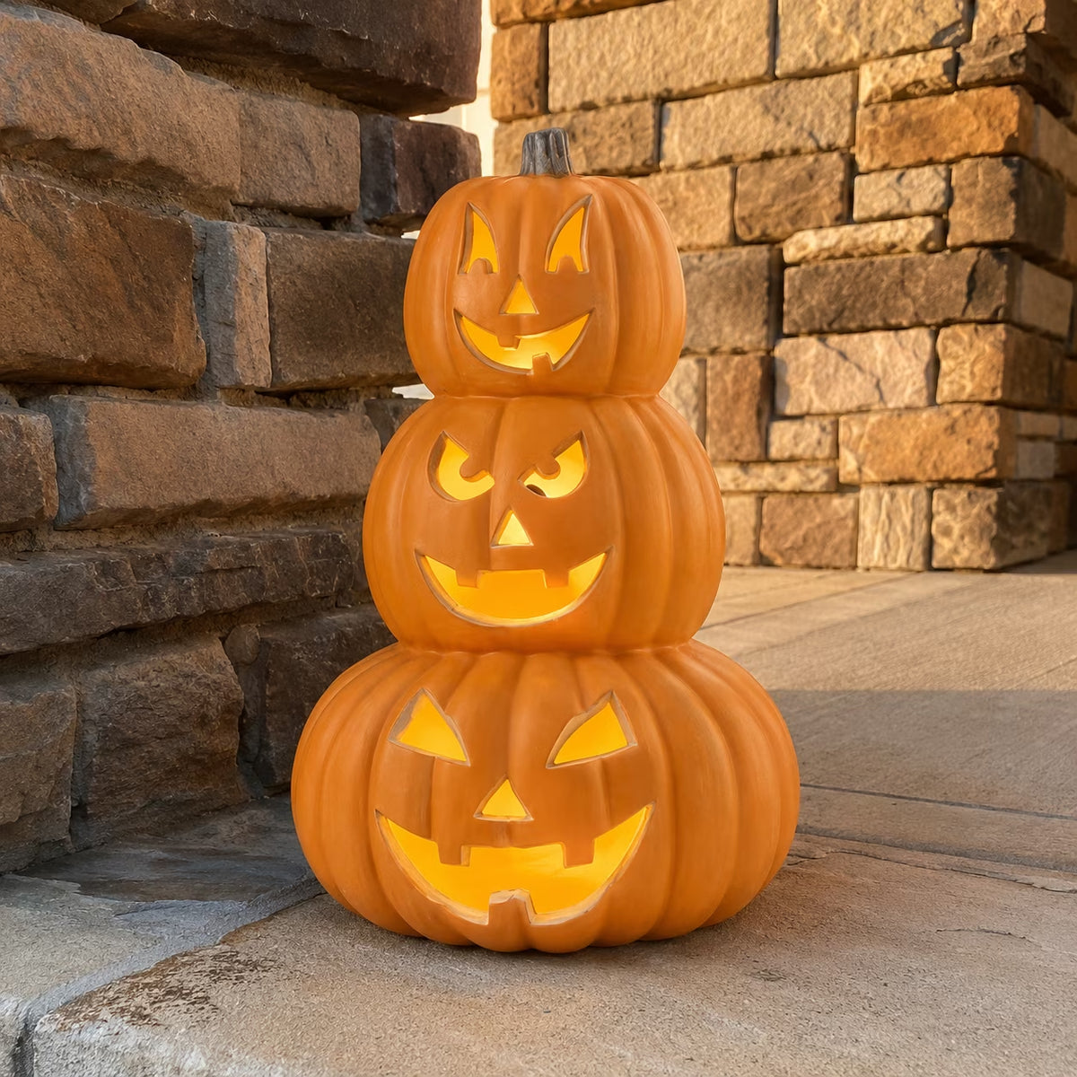 11" Jack O' Lantern Halloween Light-Up Pumpkin Lights - Tabletop, Porch, Garden, Bar Decor
