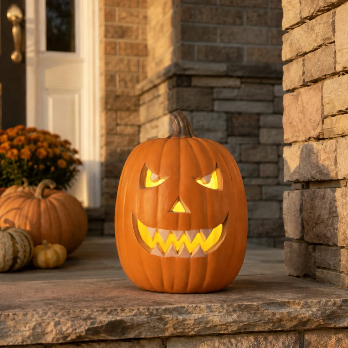 11" Jack O' Lantern Halloween Light-Up Pumpkin Lights - Tabletop, Porch, Garden, Bar Decor
