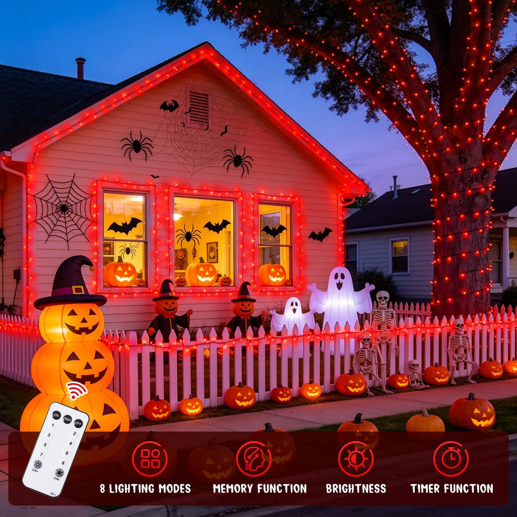 500 LED Halloween Lights Outdoor, Red Christmas String Lights