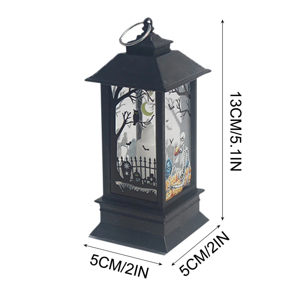 Muecwrye Halloween Lantern Lights, Halloween Candles Lantern Decoration Indoor Outdoor, Battery Powered LED Lights, Portable Hanging Lamp for Home outside Yard Lawn Garden Party, 5.1 Inch