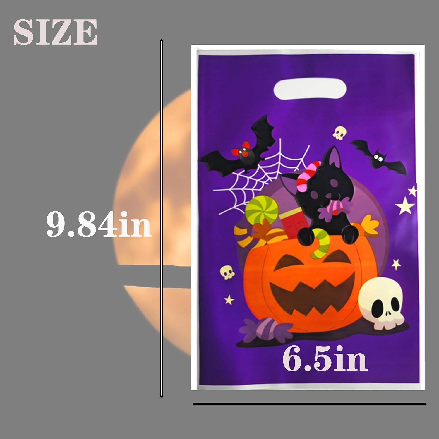 60 PCS Halloween Goodie Bags Trick or Treat Bags Plastic Candy Bag with Handle Halloween Treat Bags Bulk Snacks Cookie Gift Bag for Party Favors Supplies Gift Basket