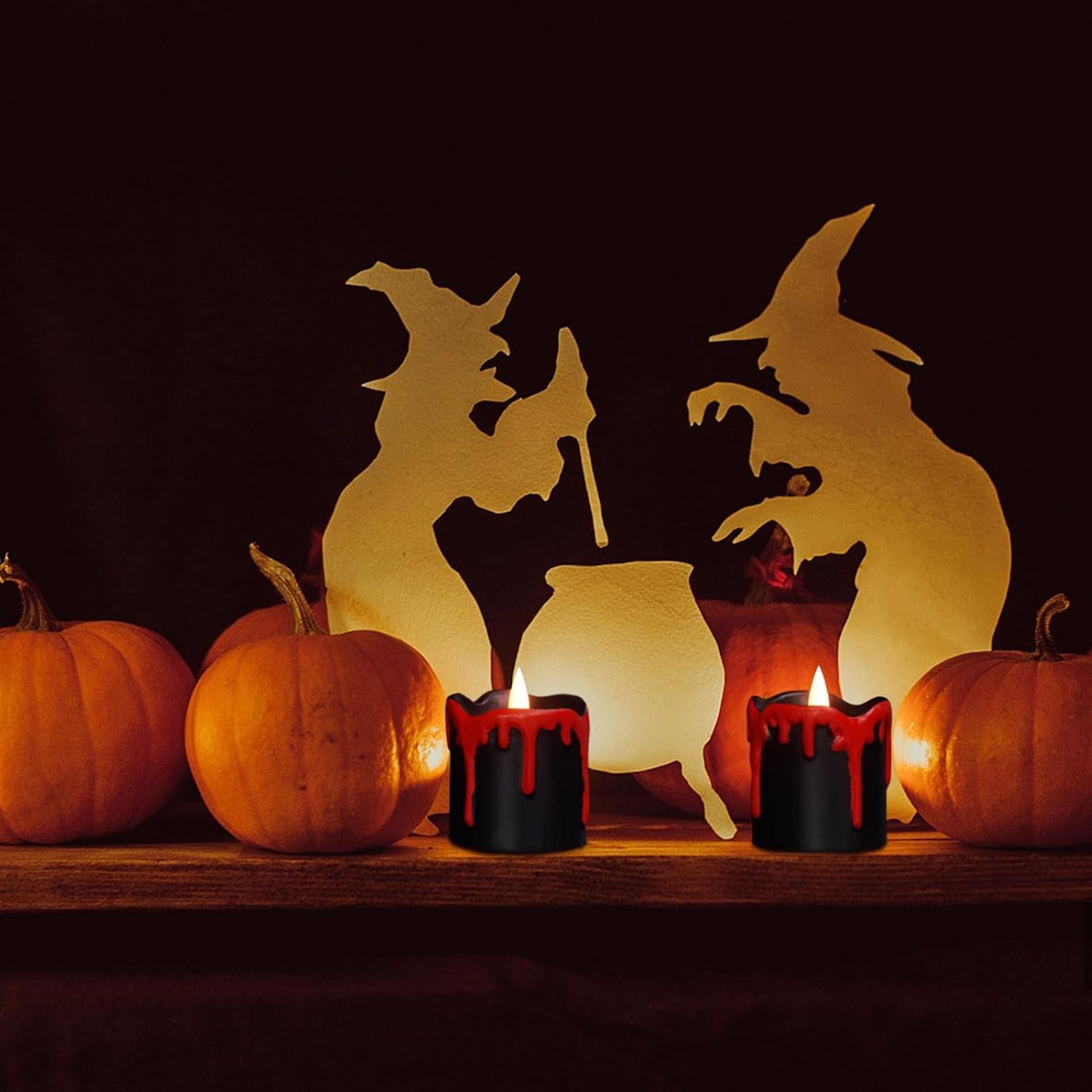 Black Flameless Votive Candles Battery Operated with 6 Hour Timer