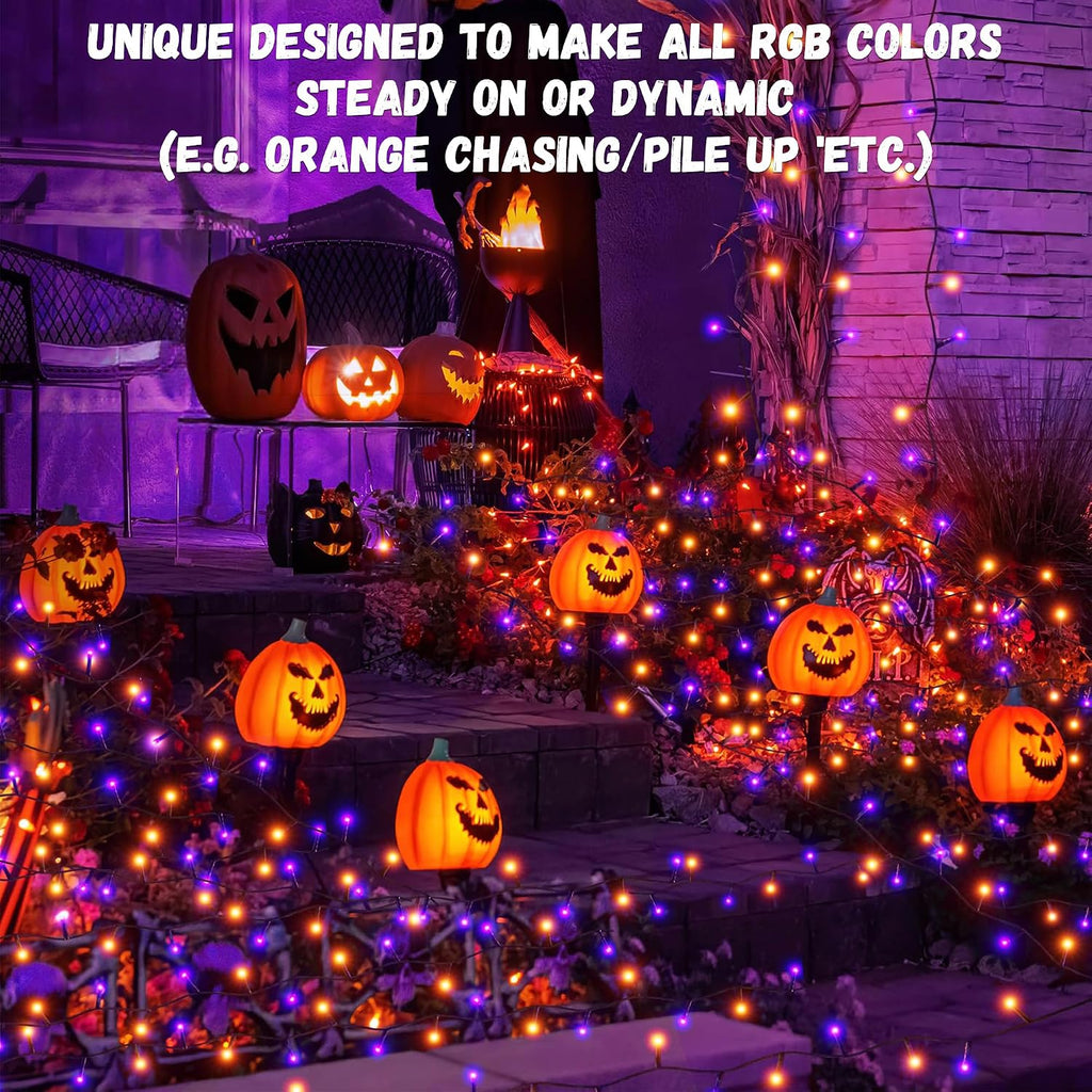 300LED 93 Ft Orange & Purple Halloween Lights 8 Modes Halloween Light Mini Twinkle Light for Party Indoor Outdoor Decor