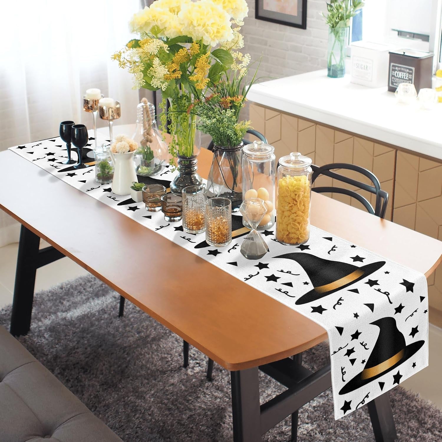 Witch Hat Table Runner Halloween Table Runners 72 Inches Long Table Decorations Dinner Party,Costume Party