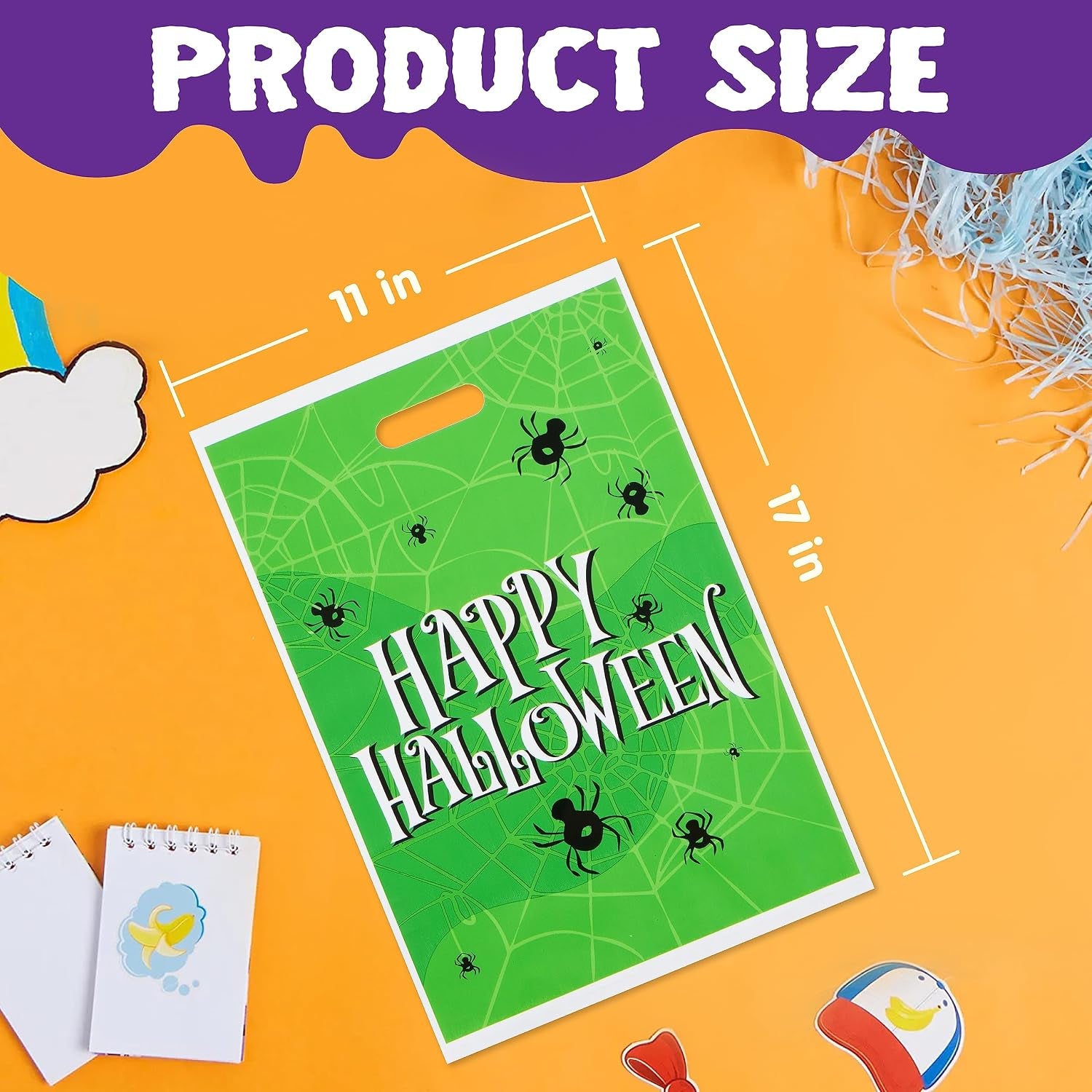 72 Pcs Halloween Candy Bag for Trick or Treating, Plastic Goodie Bags Assorted for Halloween Trick-Or-Treat Snacks Party Favors, Event Party Favor Supplies Classroom Prizes