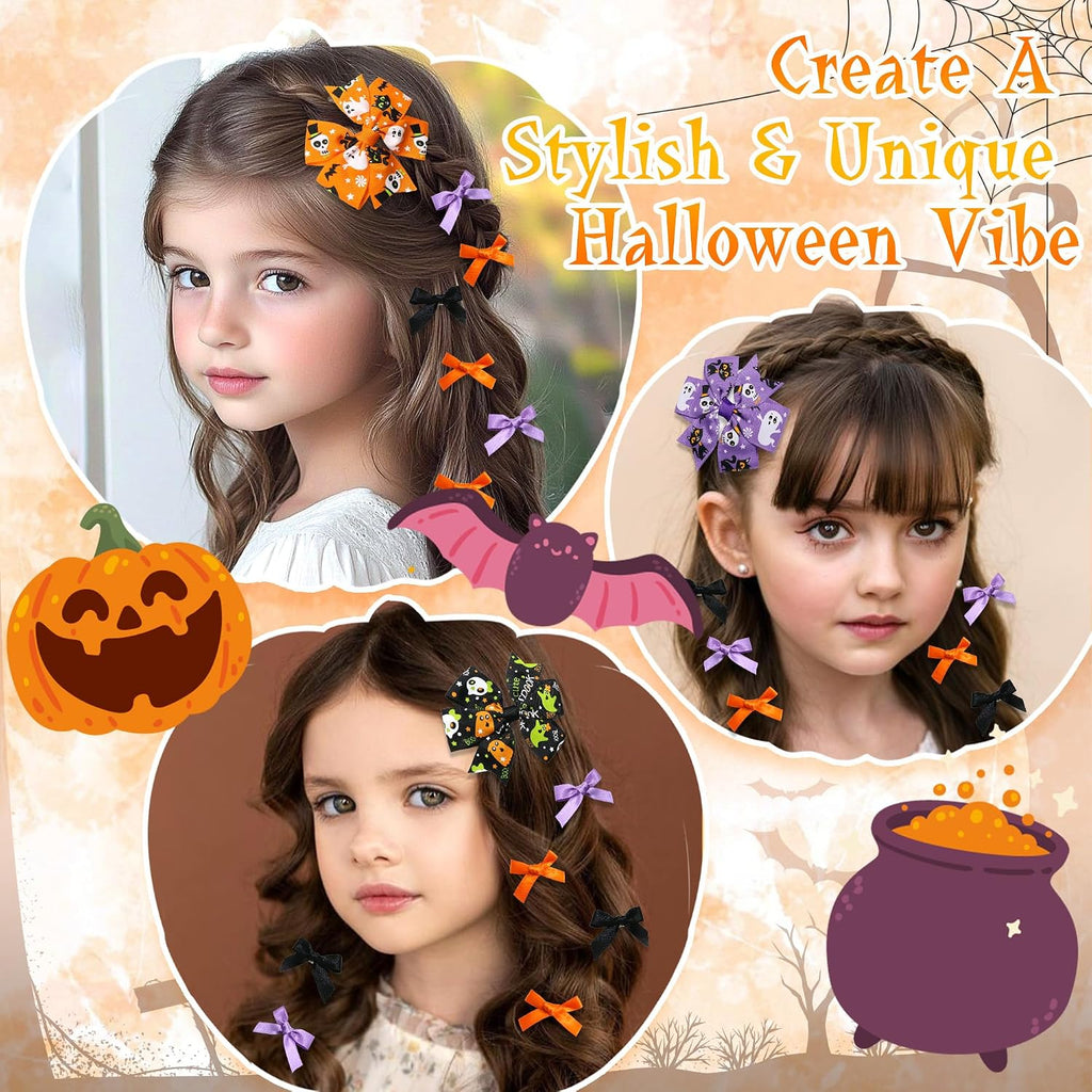 Easter Hair Bows Ghost Pumpkin Bat Bow Clips Black Orange Purple Girls Bows Barrette Ribbon Bow Hairpin Cute Hair Accessories for Teens Toddler Girls Gift Women Party Costume Decor