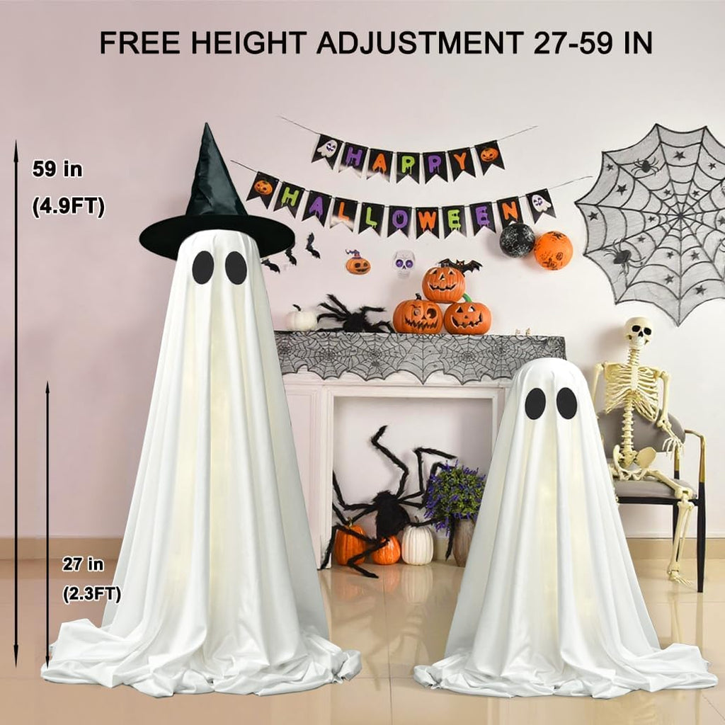 2Packs Halloween Decorations Outdoor,Halloweens Party Decoration Indoor,Light up Spooky Ghost with Remote Control String Lights,Halloween-Ghost for Yards Porches Gardens Lawn