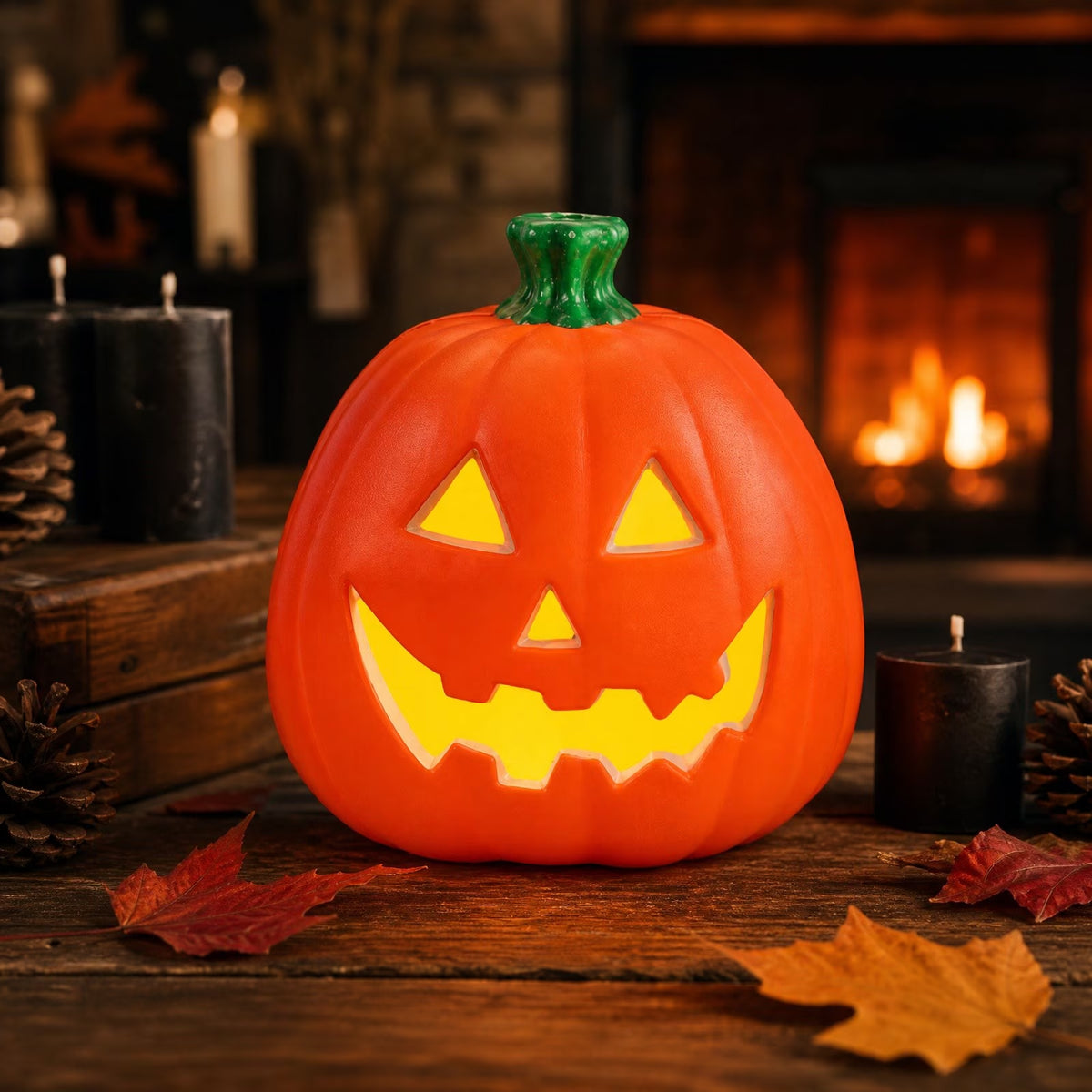 Dengmore 2026 Upgraded 8Inch Warm Light Pumpkin Lantern Scene Layout Halloween Decorations Light up Pumpkin 3D Fall Pumpkin Battery Operated Orange