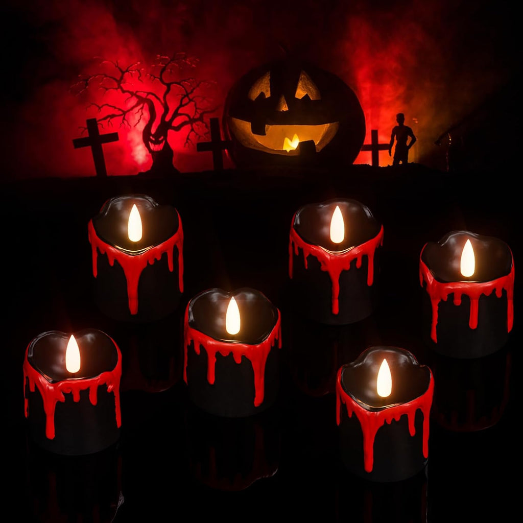 Black Flameless Votive Candles Battery Operated with 6 Hour Timer