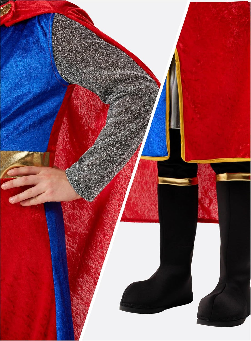 Kids Halloween Costume, Medieval Knight Outfit for Boys, Renaissance Knight Costumes for Halloween Role Play Parties, Red and Blue (Medium(8-10 Yrs))