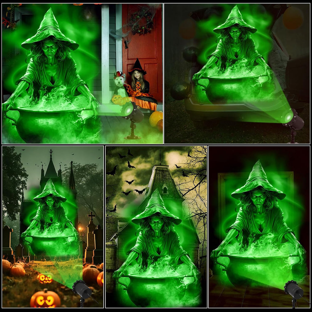 Halloween Projector Outdoor Light Decoration, Witch and Cauldron